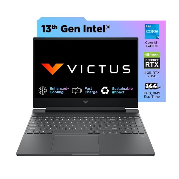 HP Victus, 13th Gen Intel Core i5-13420H, NVIDIA RTX 2050, 16GB DDR4, 1TB SSD (Win11, Office21, Silver) 144Hz, IPS, 15.6-inch(39.6cm) Flicker-free Gaming Laptop,  fa1307tx